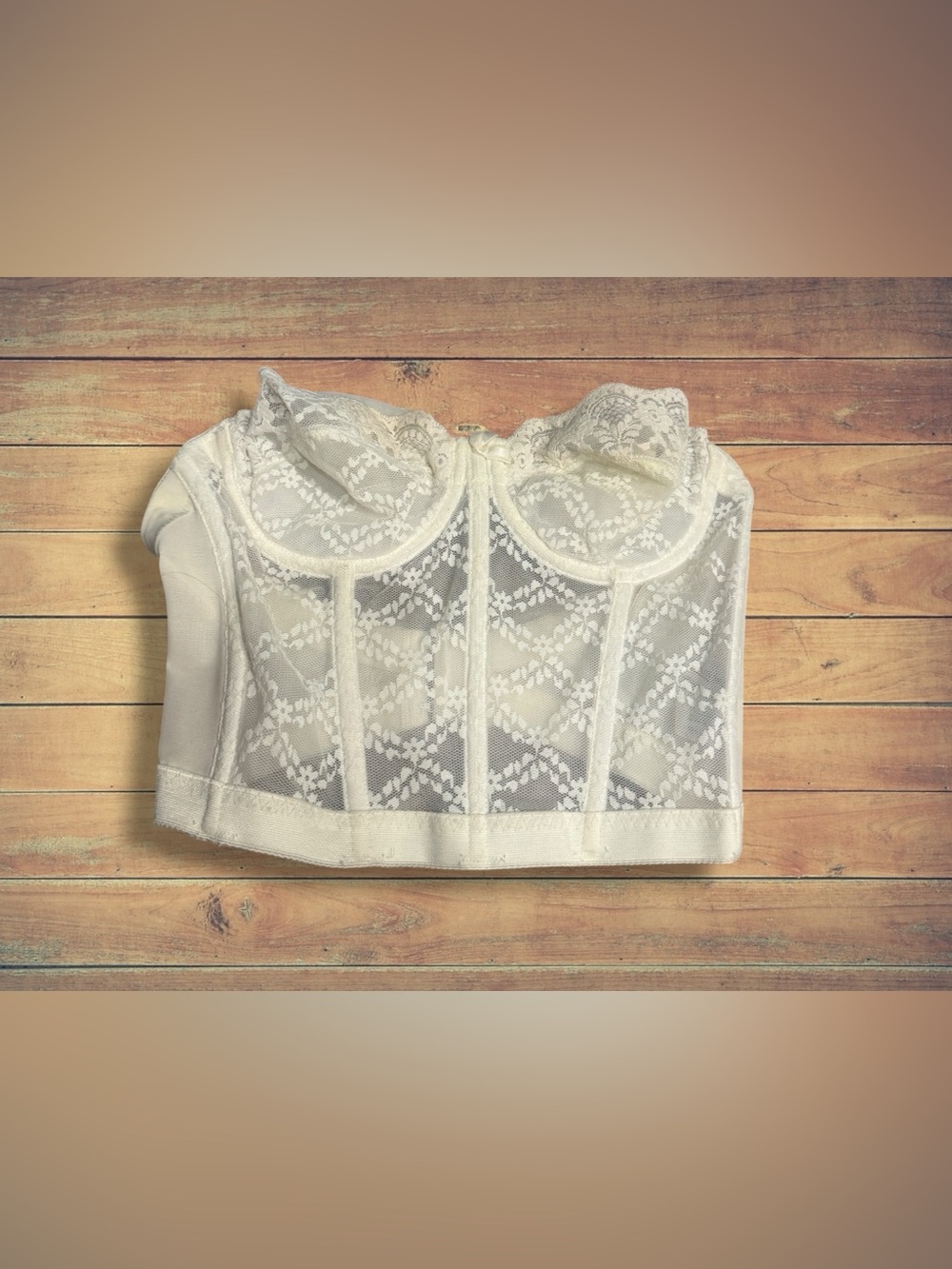 VTG Avon Fashions Cream Lace Bustier Lingerie Top, 34B